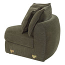 Leighton - Modular Wedge With 4 Pillows - Green Chenille