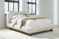 Afra - Chenille Upholstered Wood Leg Platform Bed