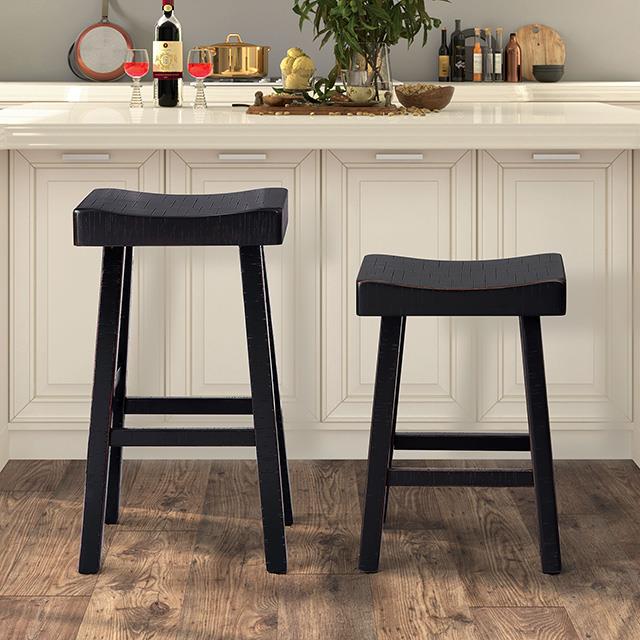 Furniture of America Biasca FM-BR3001BK-24-2PK 24" Stool IMAGE 2