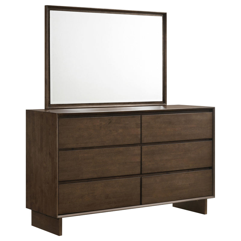Coaster Furniture Glenwood 225013M 6-Drawer Dresser and Mirror - Warm Brown IMAGE 1