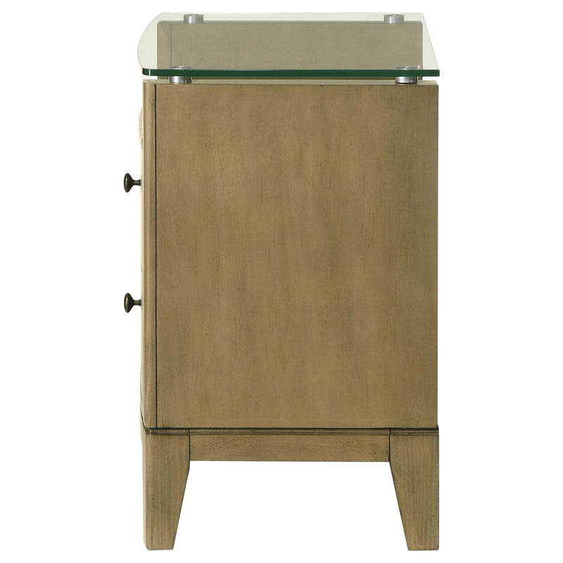 Coaster Furniture Granada 224922 2-Drawer Glass Top Nightstand - Natural Pine IMAGE 4