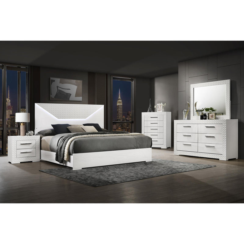 Coaster Furniture Ives 224941Q Queen Panel Bed LED Headboard - White High Gloss IMAGE 5