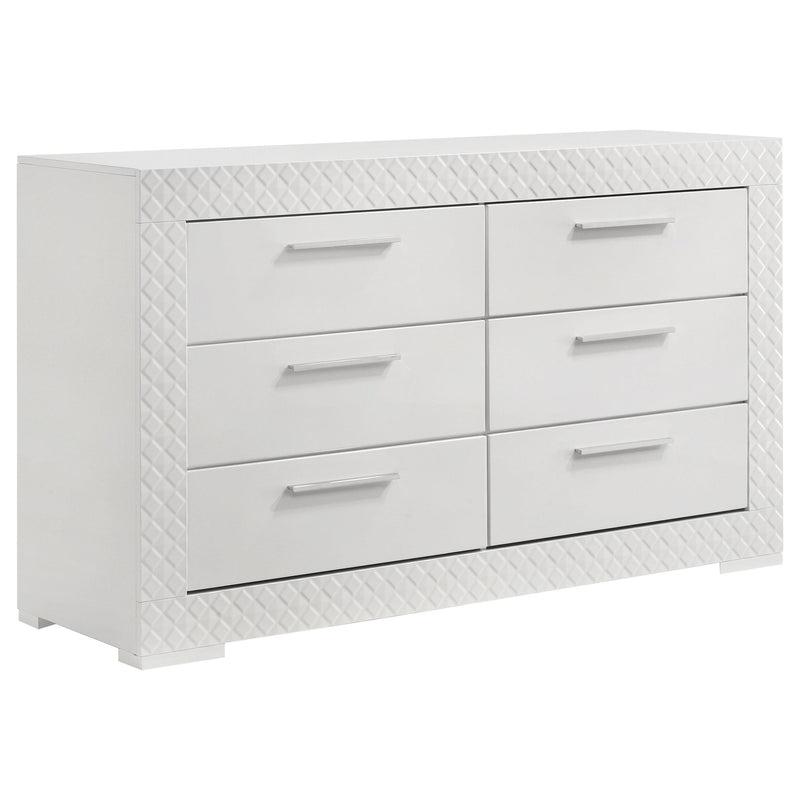 Coaster Furniture Ives 224943 6-Drawer Dresser Cabinet - White High Gloss IMAGE 1