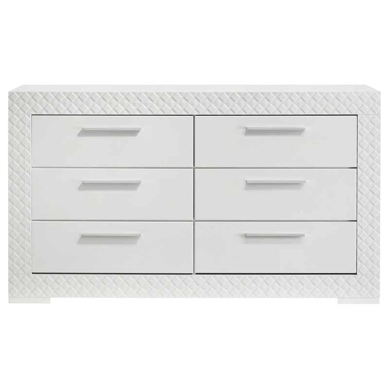 Coaster Furniture Ives 224943 6-Drawer Dresser Cabinet - White High Gloss IMAGE 2