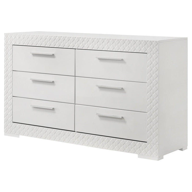 Coaster Furniture Ives 224943 6-Drawer Dresser Cabinet - White High Gloss IMAGE 3