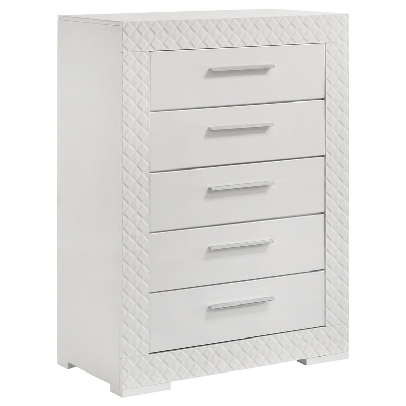 Coaster Furniture Ives 224945 5-Drawer Bedroom Chest of Drawers - White High Gloss IMAGE 1