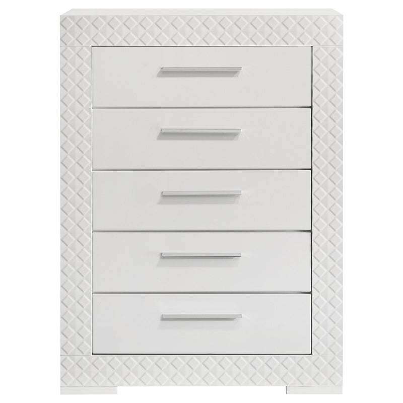 Coaster Furniture Ives 224945 5-Drawer Bedroom Chest of Drawers - White High Gloss IMAGE 2