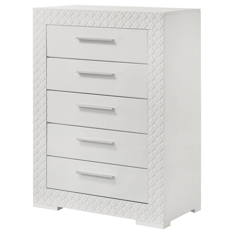 Coaster Furniture Ives 224945 5-Drawer Bedroom Chest of Drawers - White High Gloss IMAGE 3