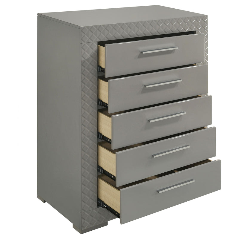 Coaster Furniture Ives 224975 5-Drawer Bedroom Chest of Drawers - Grey High Gloss IMAGE 11