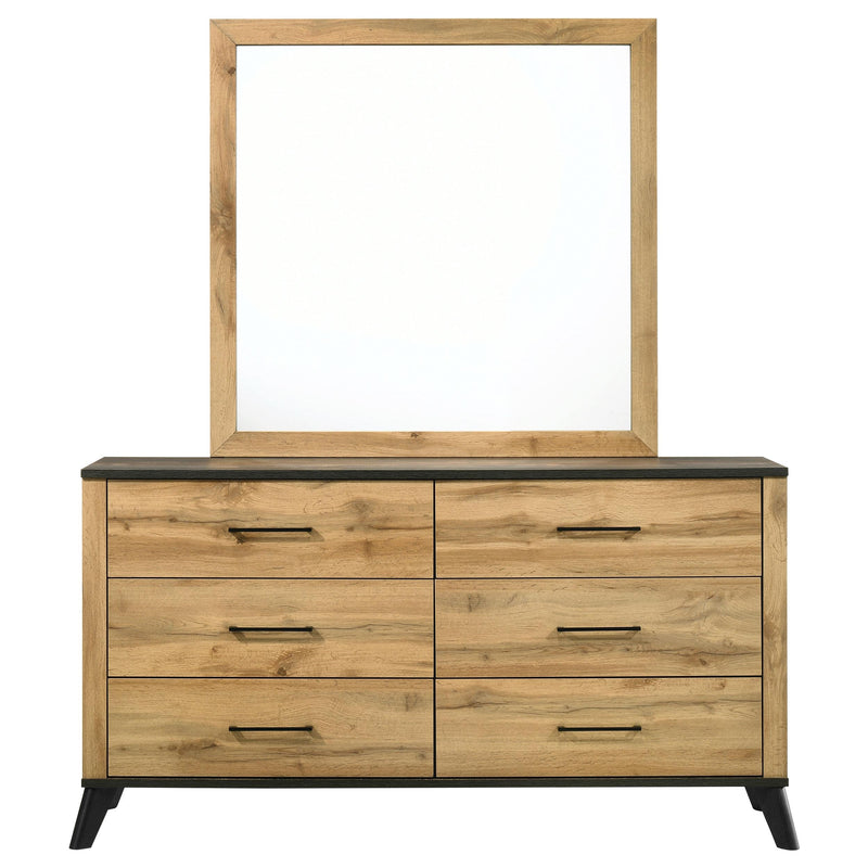 Coaster Furniture Kaywood 225003M 6-Drawer Dresser and Mirror - Natural Pine IMAGE 2