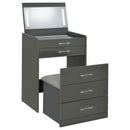 Coaster Furniture Danbury 930210 3-Drawer Makeup Vanity & Stool - Set Grey High Gloss IMAGE 4