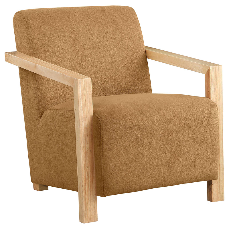 Coaster Furniture Diego 902268 Upholstered Accent Arm Chair with Wood Arms - Honey IMAGE 1