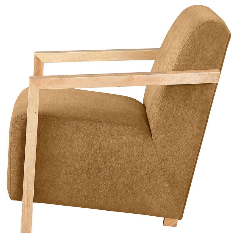 Coaster Furniture Diego 902268 Upholstered Accent Arm Chair with Wood Arms - Honey IMAGE 4