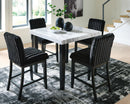 Mervannie - 5 Pc. - Counter Height Dining Table And 4 Barstools - Gray / Black