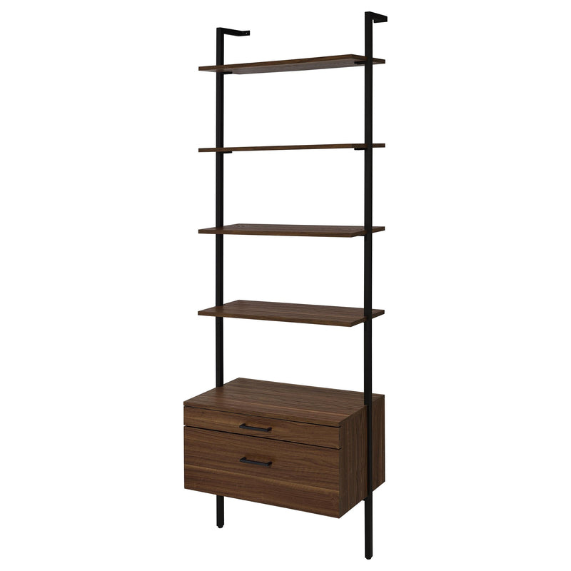 Coaster Furniture Owens 980074 96-inch 4-shelf Storage Wall Bookshelf - Walnut IMAGE 4