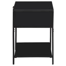 Coaster Furniture Amherst 930235 1-Drawer Radio Weave Cane Metal Bedside Table - Black IMAGE 4