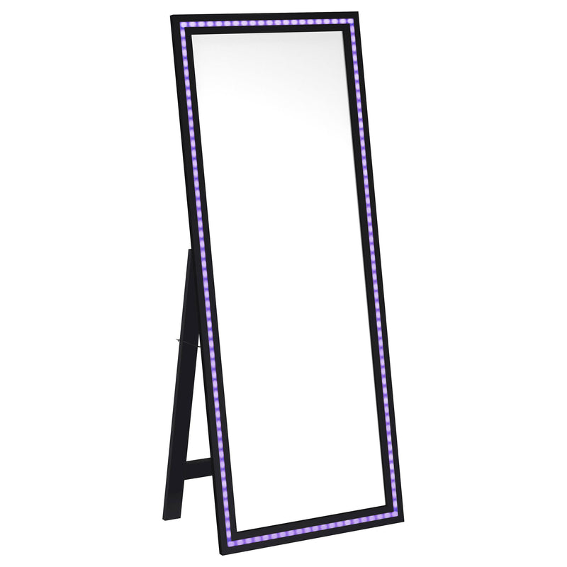 Coaster Furniture Windrose 960962 28 x 67 Inch Tempered LED Standing Mirror - Black IMAGE 9