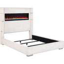 Coaster Furniture Tisdall 306032Q Upholstered Queen Flame Visualizer Bed - Cream IMAGE 1