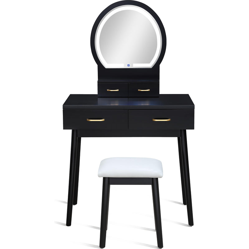  Crown Mark Cecilia 4905SET-BK Vanity Table & Stool - Black IMAGE 3
