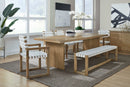 One - Woven Leather And Solid Wood Dining Bench - White And Bisque