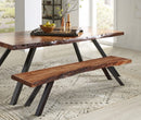 Reese - Live Edge Solid Wood Metal Leg Dining Bench - Natural Acacia