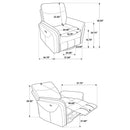  Coaster Furniture Adler 610423P Upholstered Power Swivel Glider Recliner - Greige IMAGE 9