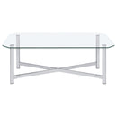  Coaster Furniture Cronin 706568-S3 3-piece Tempered Glass Top Coffee Table Set - Chrome IMAGE 4