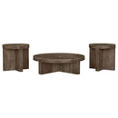  Coaster Furniture Kinkaid 710138-S3 3-piece Solid Wood Coffee and End Table Set - Brown IMAGE 1