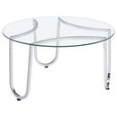  Coaster Furniture Beller 710908-S3 3-piece Round Tempered Glass Top Coffee Table Set - Chrome IMAGE 7