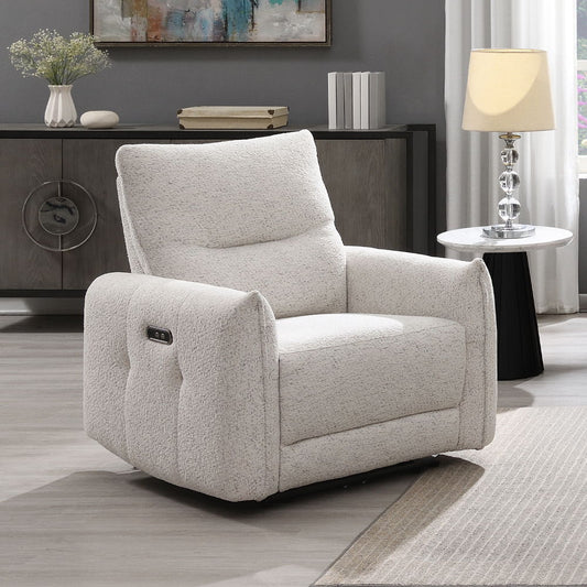 Lalisa - Power Motion Recliner With USB Port - Cream Chenille