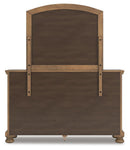 Feddinger - 3 Pc. - Queen Sleigh Storage Bed, Dresser And Mirror - Medium Brown