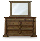 Frantanna - 3 Pc. - Queen Panel Storage Bed, Dresser And Mirror - Brown