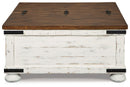 Wystfield - Cocktail Table with Storage - White / Brown