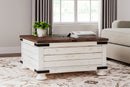 Wystfield - Cocktail Table with Storage - White / Brown