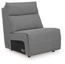Modmax II - 8-Piece Power Reclining Sectional With LAF Press Back Power Chaise And Console - Salt And Pepper