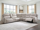 Gravier - 6-Piece Power Reclining Sectional With Storage Console - Gray