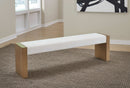 One - Modern Coastal Slab Leg Upholstered Dining Bench - White Oak And White Pearl