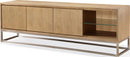 One - Coastal Modern TV Console - Brushed Stainless Steel And Bisque