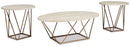 Tarica - Occasional Table Set (Set of 3) - White / Metallic