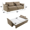 Turpin - Sofa With Sleeper, 2 Pillows & Storage - Brown Boucle