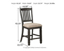 Tyler Creek - Upholstered Barstool (Set of 2) - Black / Grayish Brown
