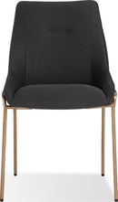 Sunrise - Cyrus Fabric Upholstered Dining Chair (Set of 2) - Coal And Brushed Bronze Metal