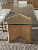 One - Modern Coastal Glass Top Dining Table - White Oak