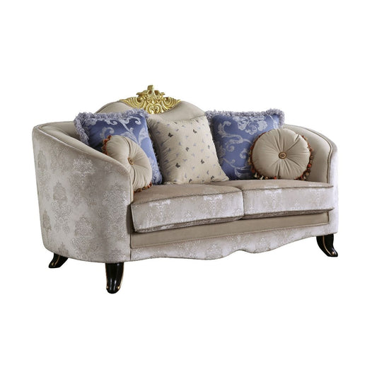 Sheridan - Loveseat With 5 Pillows - Cream Fabric