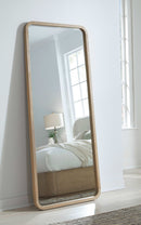 Penny - Beveled Glass Floor Mirror - Buff Cream