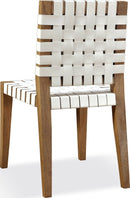One - Woven Leather And Solid Wood Dining Side Chair (Set of 2) - White And Bisque