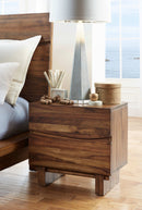 Ocean - Two Drawer Solid Wood Nightstand - Natural Sengon