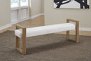 One - Modern Coastal Sled Leg Upholstered Dining Bench - White Pearl And Bisque