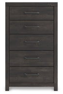 Hollivern - 4 Pc. - Twin Panel Storage Bed, Dresser, Mirror And Chest - Dark Gray