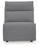 Modmax II - 8-Piece Power Reclining Sectional With LAF Press Back Power Chaise And Console - Salt And Pepper